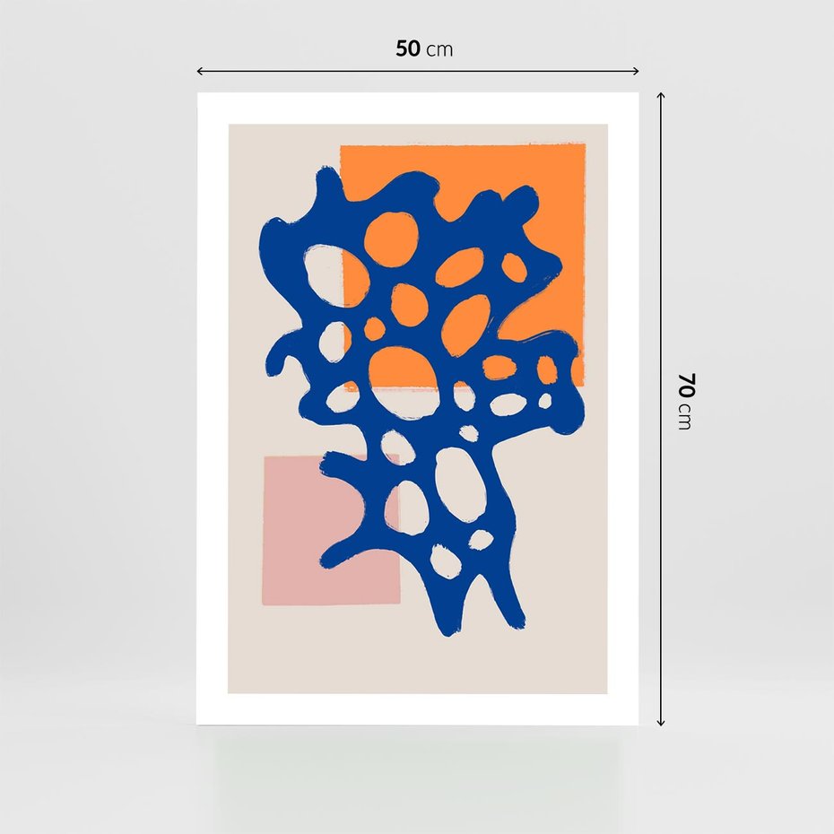 Plakat bez ramy 50x70 - Migotliwe Nastroje - abstrakcyjna niebieska forma, dziwne kształty