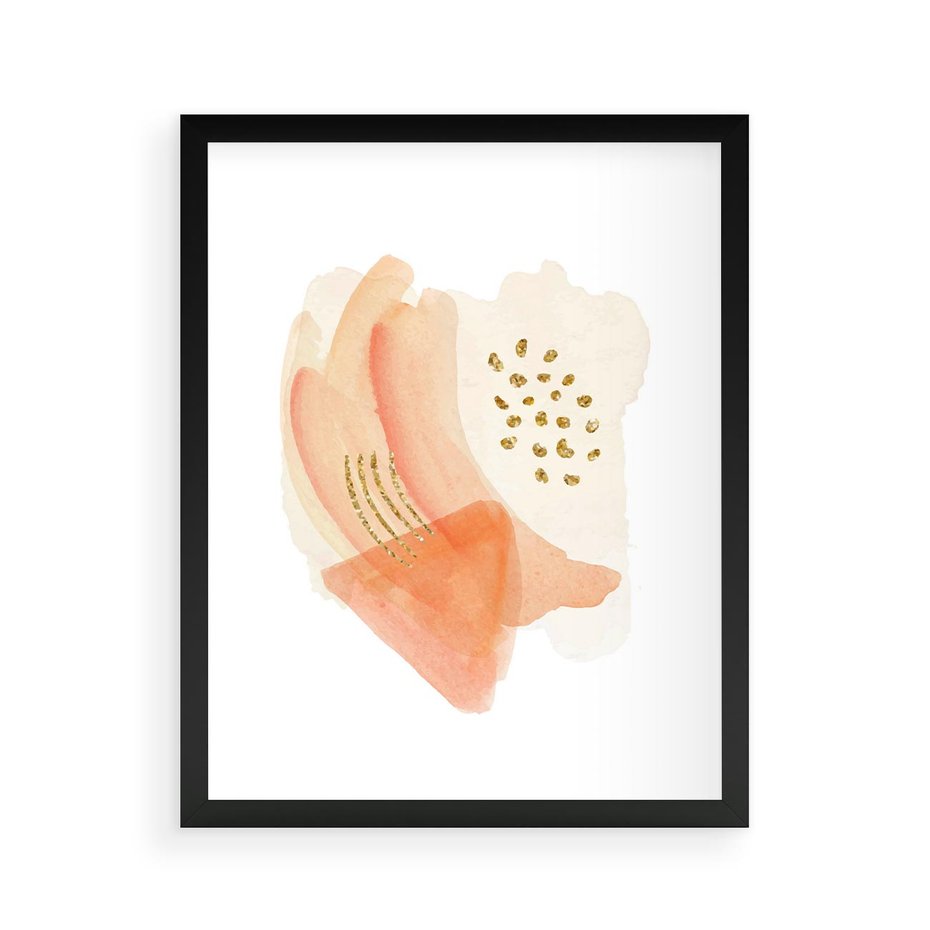 Plakat w ramie 40x50 - Rozkwitające Odbicia Form - abstrakcyjne akwarelowe plamy, minimalizm - rama czarna
