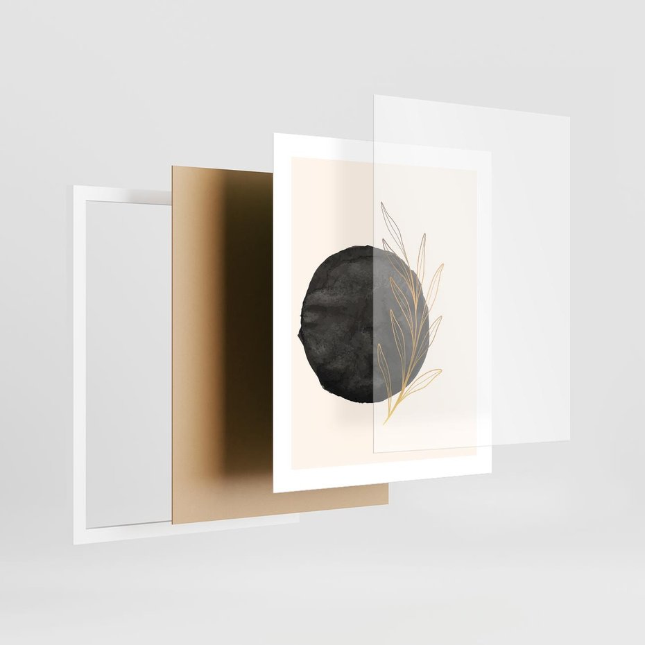 Plakat w ramie 40x50 - Kontrast Kształtów - minimalistyczna grafika, czarna plama - rama biała