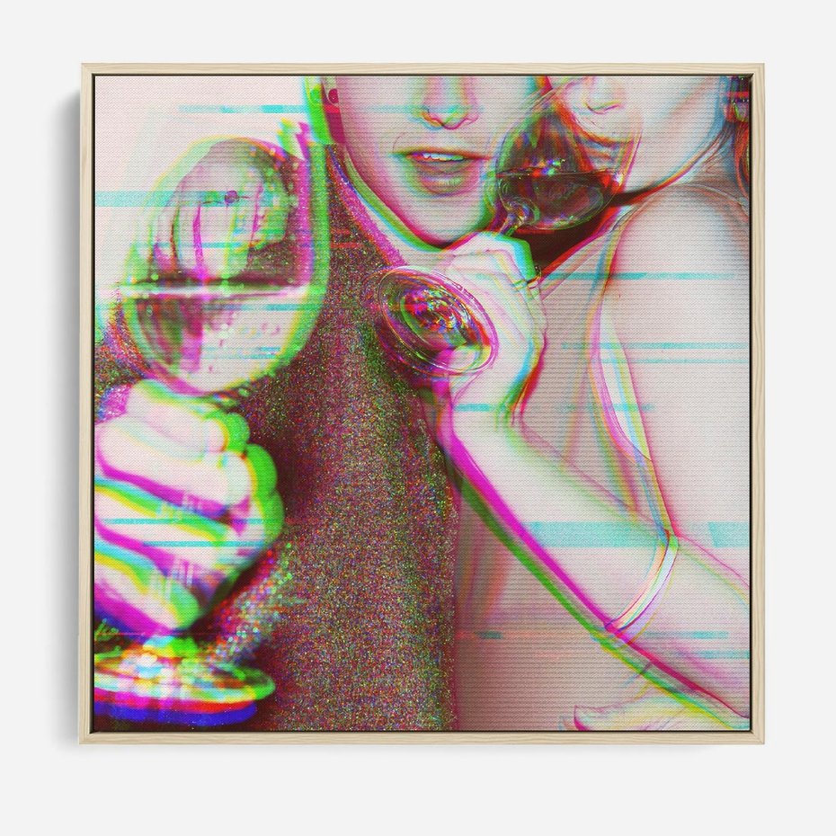 Obraz w ramie 80x80 - Zakochani na Kliszy - zdjecie, stara prześwietlona klisza - rama drewno