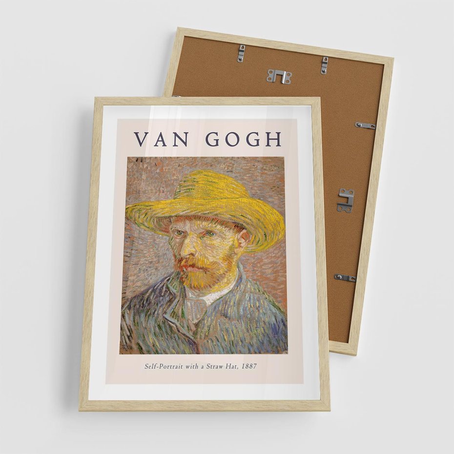 Plakat w ramie 50x70 - Autoportret van Gogha - van gogh, autoportret - rama drewno