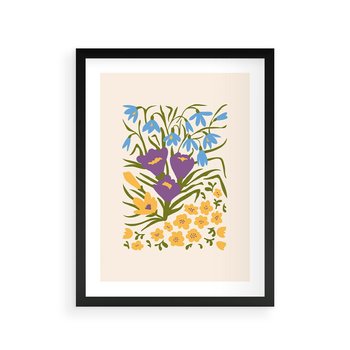 Plakat w ramie 40x50 - Kwiatowe Przenikanie - kwiaty, sztuka nowoczesna - rama czarna