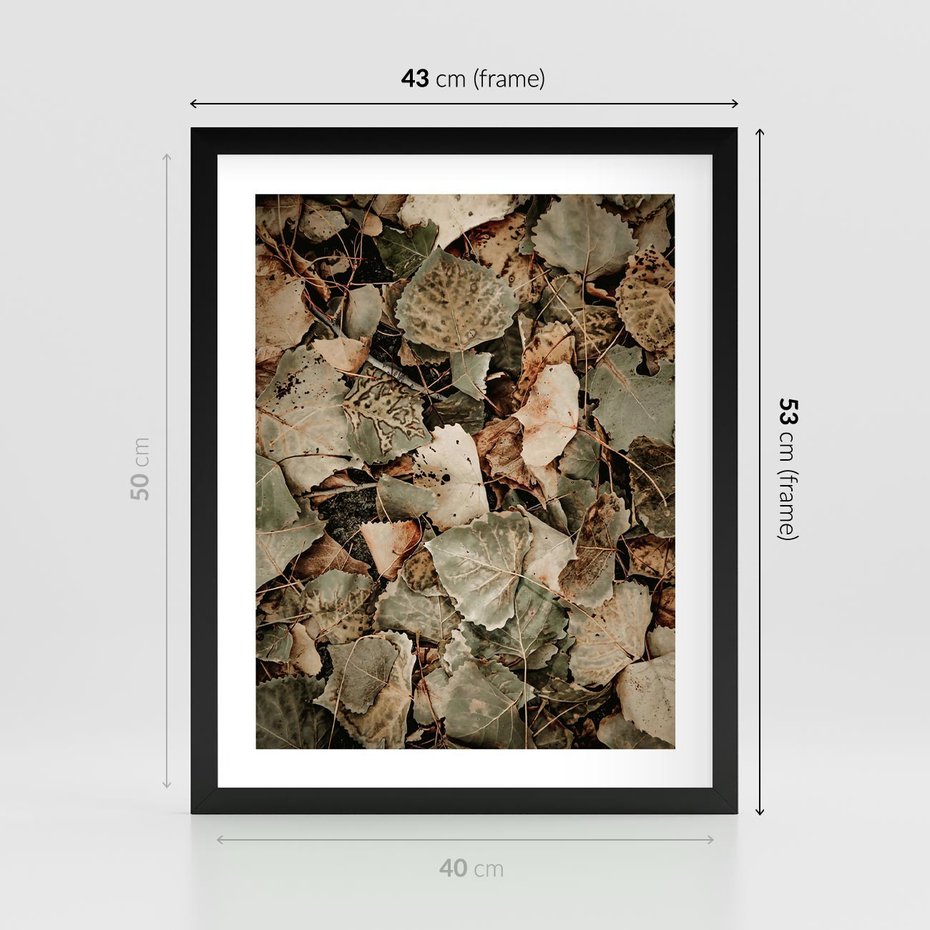 Plakat w ramie 40x50 - Magia Jesiennych Liści - liście, suche liście - rama czarna