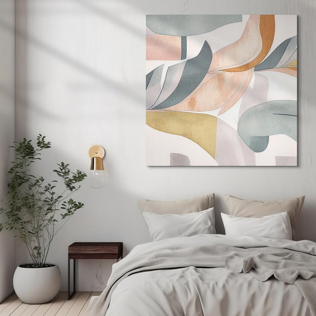 Obraz na płótnie 50x50 - Beżowe Akwarele - pastelowe akwarele, kształty