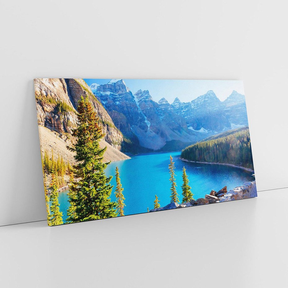 Obraz na płótnie 100x50 - Górskie jezioro: harmonia natury - góry, jezioro