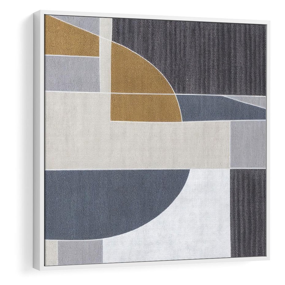 Obraz w ramie 80x80 - Odbicie wschodzącego jutra - graficzne kształty, geometria - rama biała