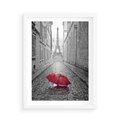 Plakat w ramie 50x70 - Kolorowy parasol w Paryżu - Paryż, parasol - rama biała