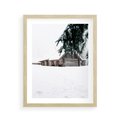Plakat w ramie 40x50 - Zimowy Azyl - domek w górach, śnieg - rama drewno
