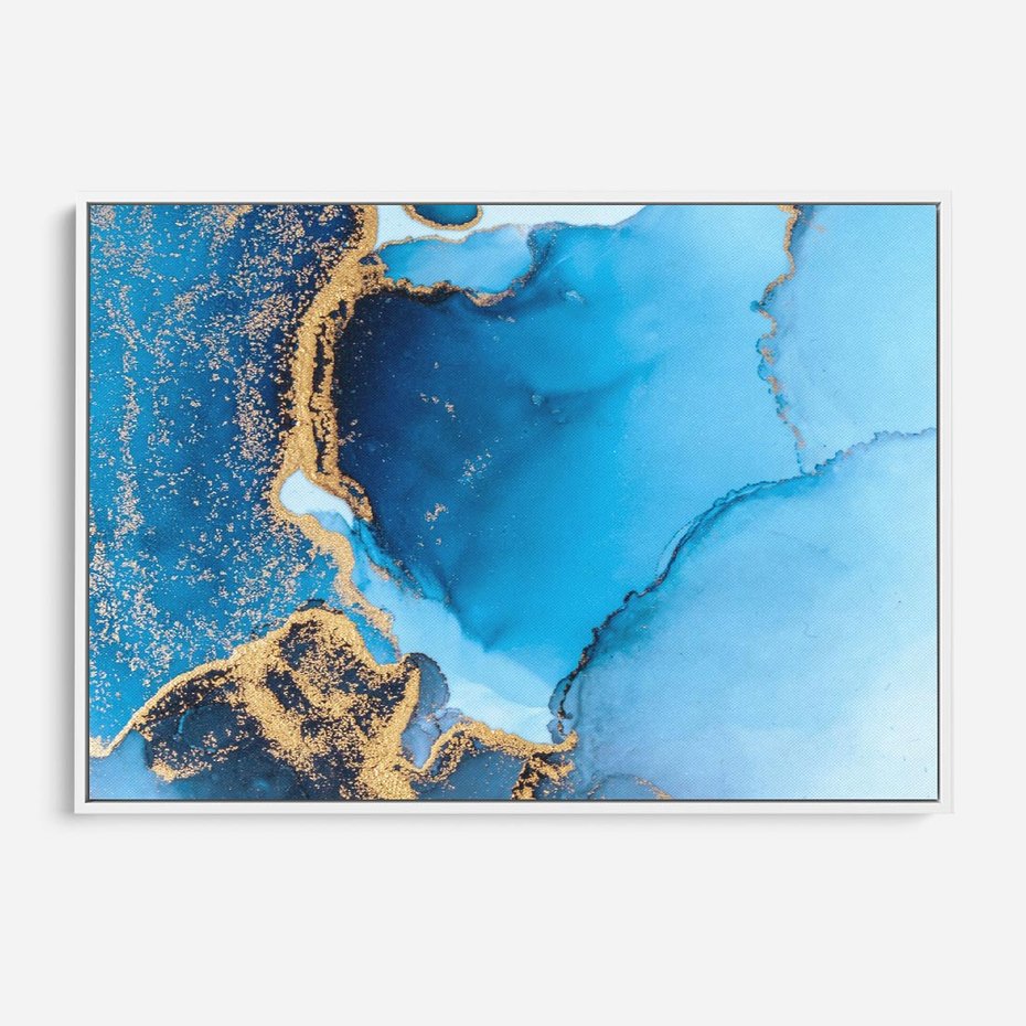 Obraz w ramie 70x50 - Elegancja i Wyrafinowanie - marmur, złoto - rama biała