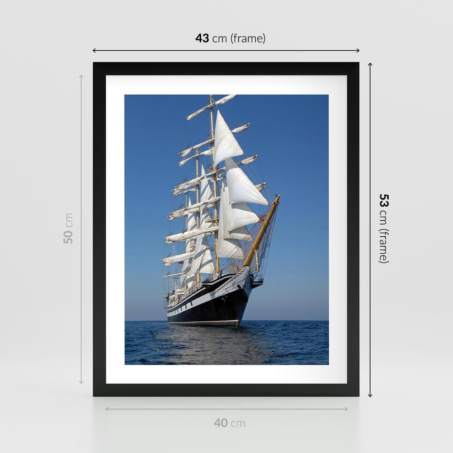Plakat w ramie 40x50 - Podróż na Żaglowcu Przygody - żaglowiec, podróż - rama czarna