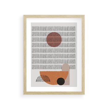 Plakat w ramie 30x40 - Symetria w Stylu Mid-Century - minimalistyczny obraz, mid-century styl - rama drewno