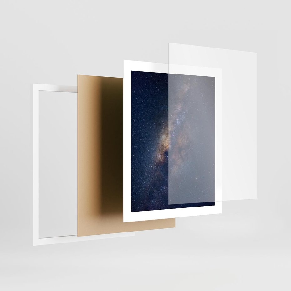 Plakat w ramie 40x50 - Wśród Gwiazd - rozgwieżdzone niebo, droga mleczna - rama biała