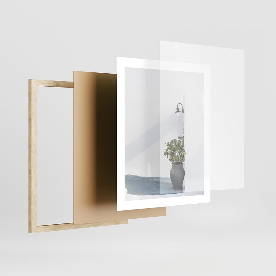 Plakat w ramie 40x50 - Błękitne wybrzeże - Santorini, Grecja - rama drewno