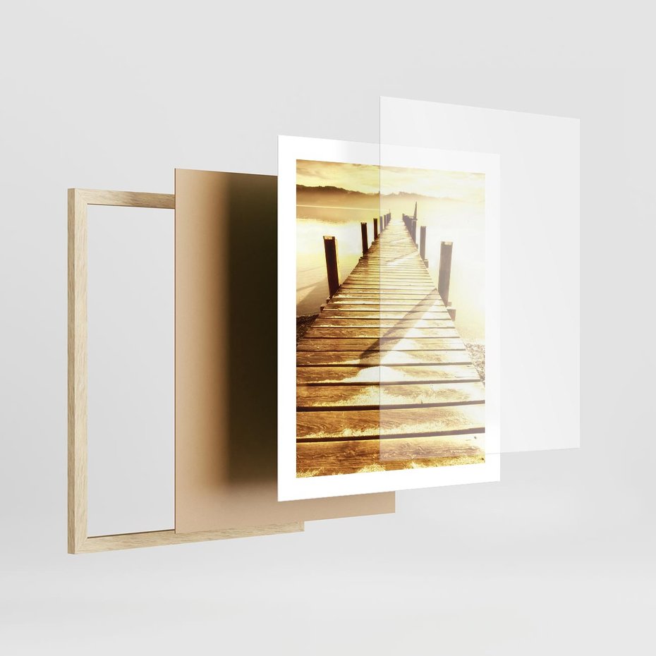 Plakat w ramie 40x50 - Stary pomost w sepia - pomost, sepia - rama drewno