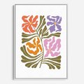 Obraz w ramie 70x100 - Rozplątane Wizje - abstrakcyjne kolorowe kwiaty, minimlizm - rama biała