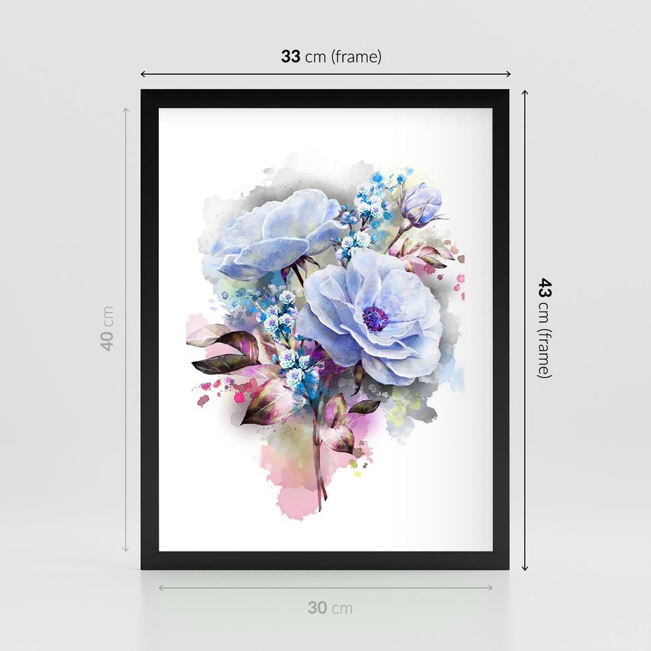 Plakat w ramie 30x40 - Kolorowa Ekspresja - kwiaty, graficzne - rama czarna