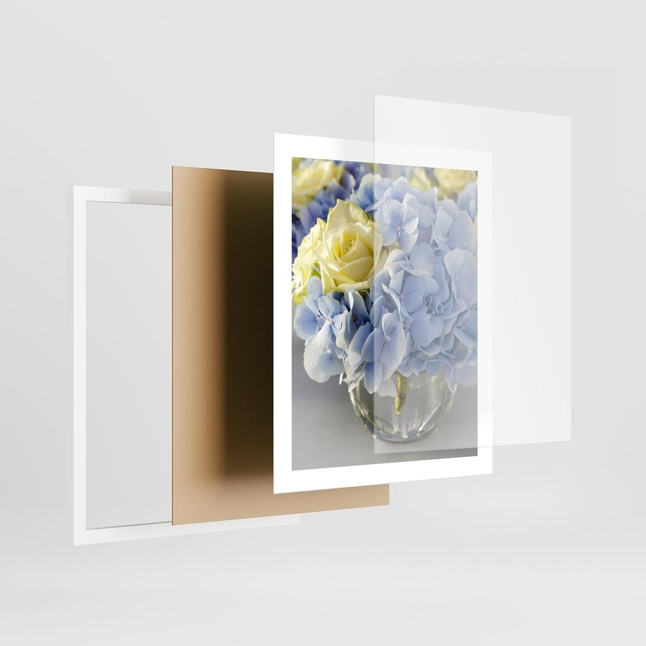 Plakat w ramie 40x50 - Różany Bukiet - bukiet, kwiaty - rama biała