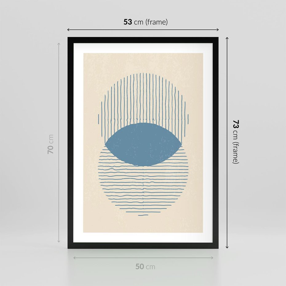 Plakat w ramie 50x70 - Wnętrza Refleksji - geometryczne kształty, koła - rama czarna