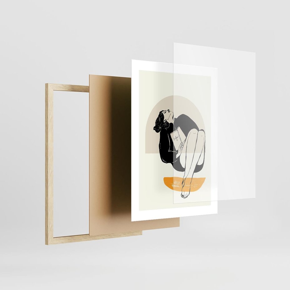 Plakat w ramie 30x40 - Kształt Kobiecego Portretu - grafika, kobieta - rama drewno
