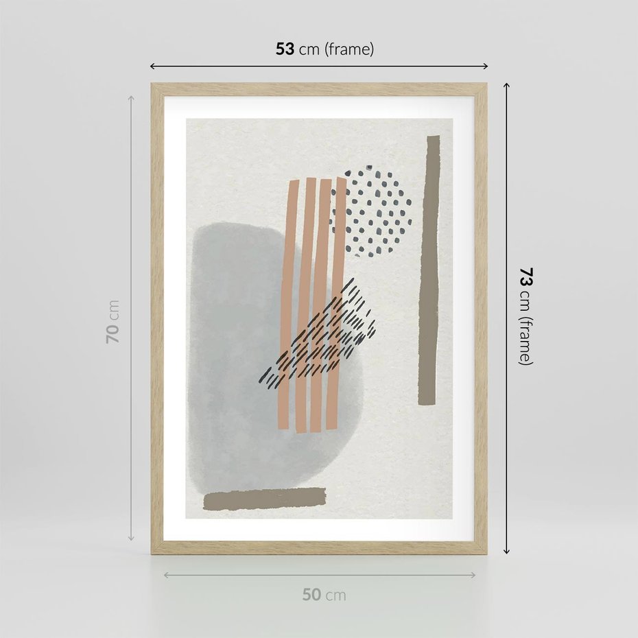Plakat w ramie 50x70 - Nowoczesna Abstrakcja: Delikatne Beże - abstrakcja, nowoczesna sztuka - rama drewno