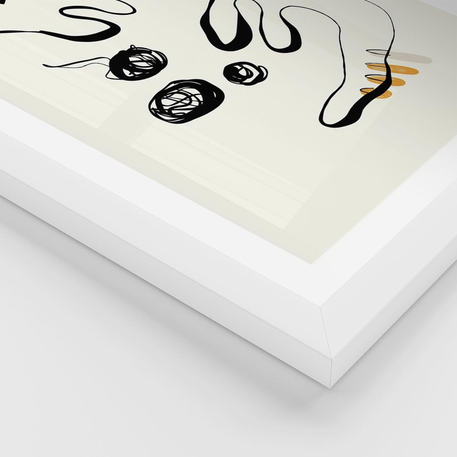 Plakat w ramie 40x50 - Picassowska Abstrakcja Kota - abstrakcyjna grafika kota, jak picasso - rama biała