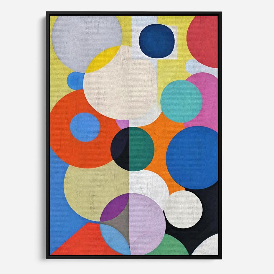 Obraz w ramie 50x70 - Tajemnicze Odbicia Czasu - abstrakcyjne geometryczne kształty, olejny obraz - rama czarna