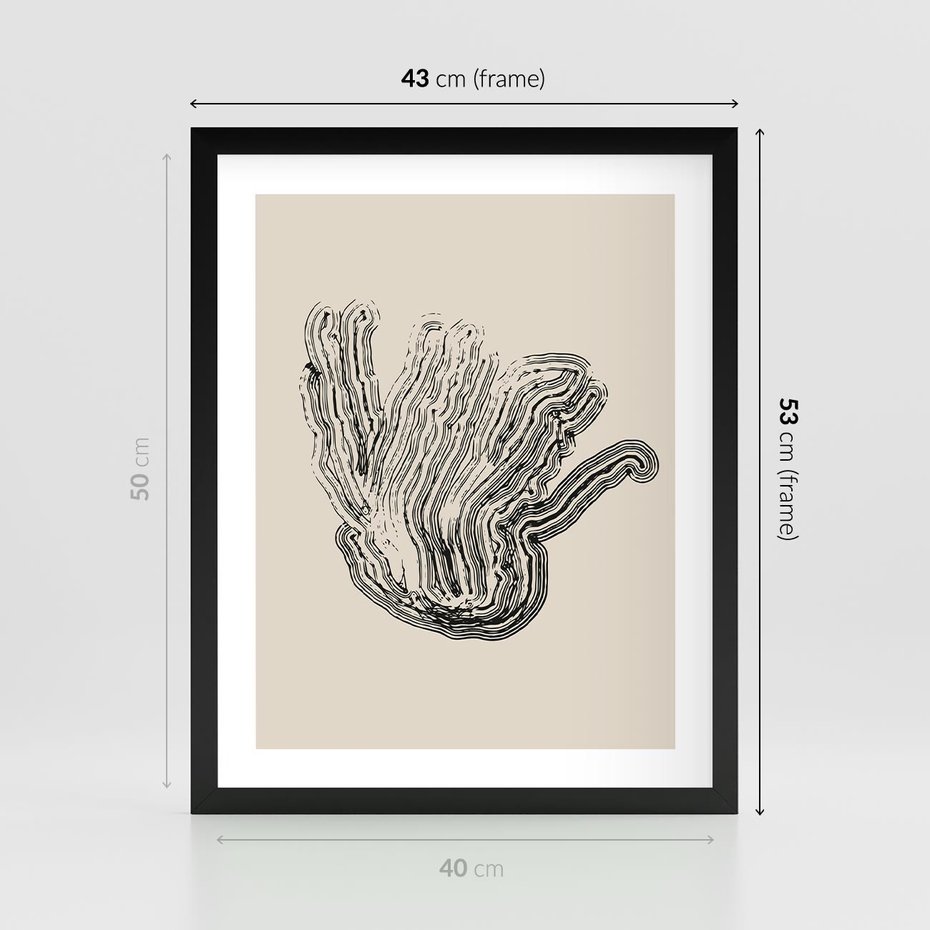 Plakat w ramie 40x50 - Abstrakcyjne Odbicie - abstrakcyjne odbicie, biało czarny - rama czarna