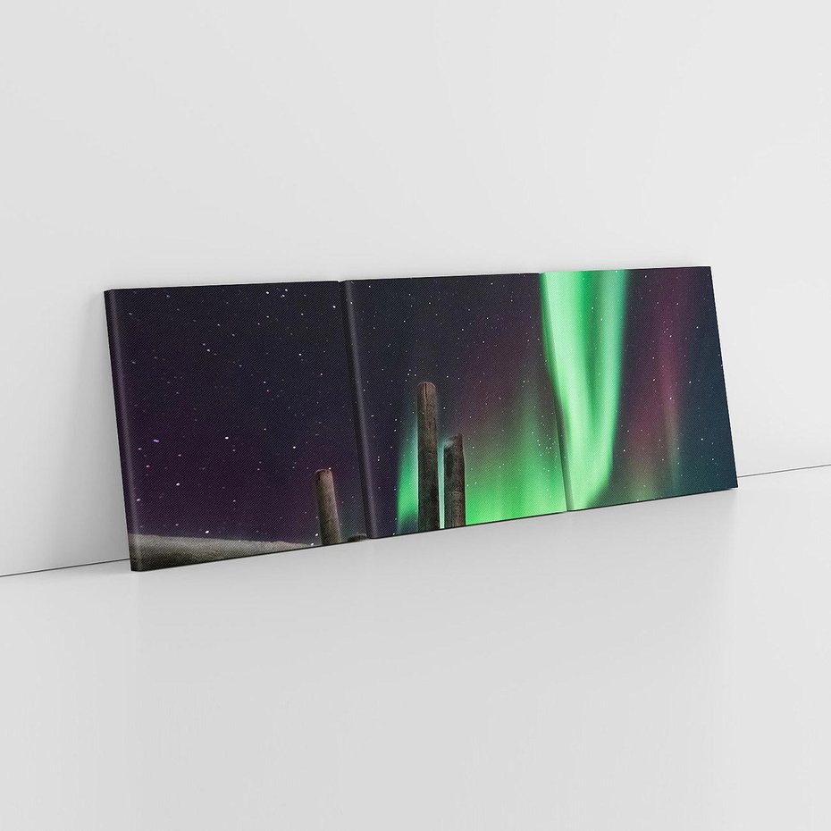 Obraz na płótnie 120x40 - Zorza polarna w tajemniczej nocnej przestrzeni - zorza, polarna