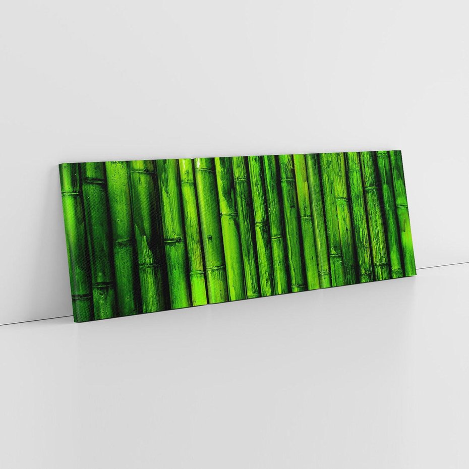 Obraz na płótnie 150x50 - Bambusowy urok zielonej harmonii - bambus, zieleń