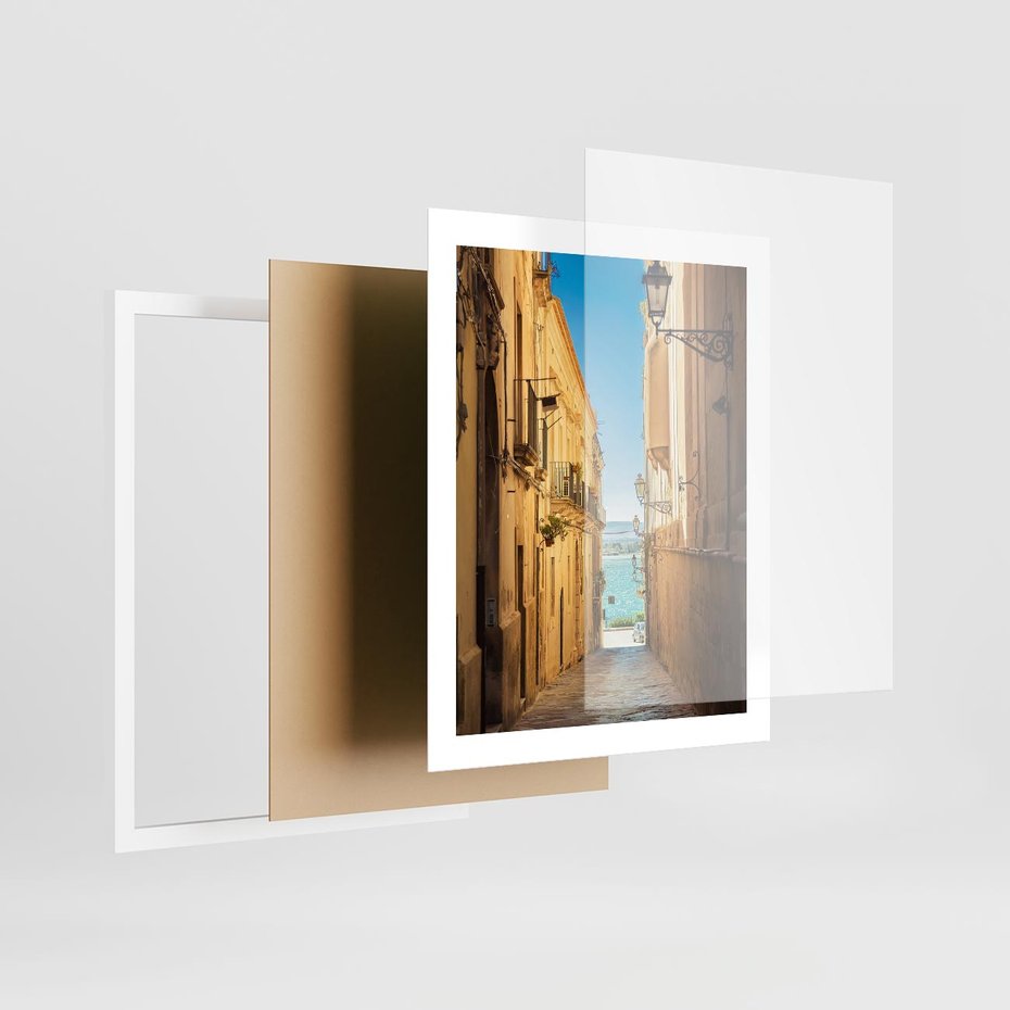 Plakat w ramie 40x50 - Perspektywa magicznej uliczki - uliczka, perspektywa - rama biała