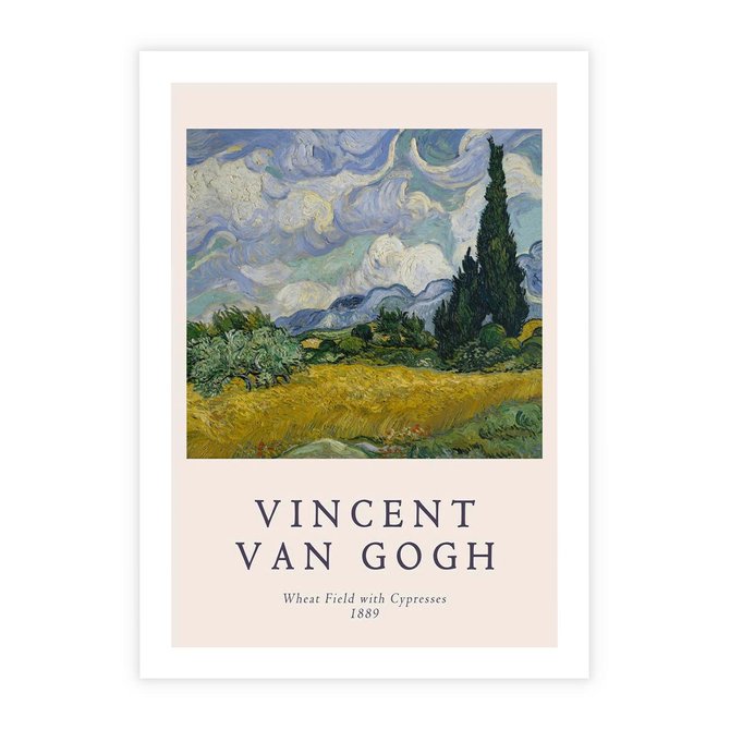 Plakat bez ramy 30x40 - Pole z Cyprysami - reprodukcja obrazu, van gogh