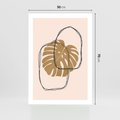Plakat bez ramy 50x70 - Liście w Beżowym Minimalizmie - minimalistyczny obraz, liście monstery