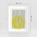 Plakat w ramie 40x50 - Ciepłe Przenikanie - geometria, żółte koło - rama biała