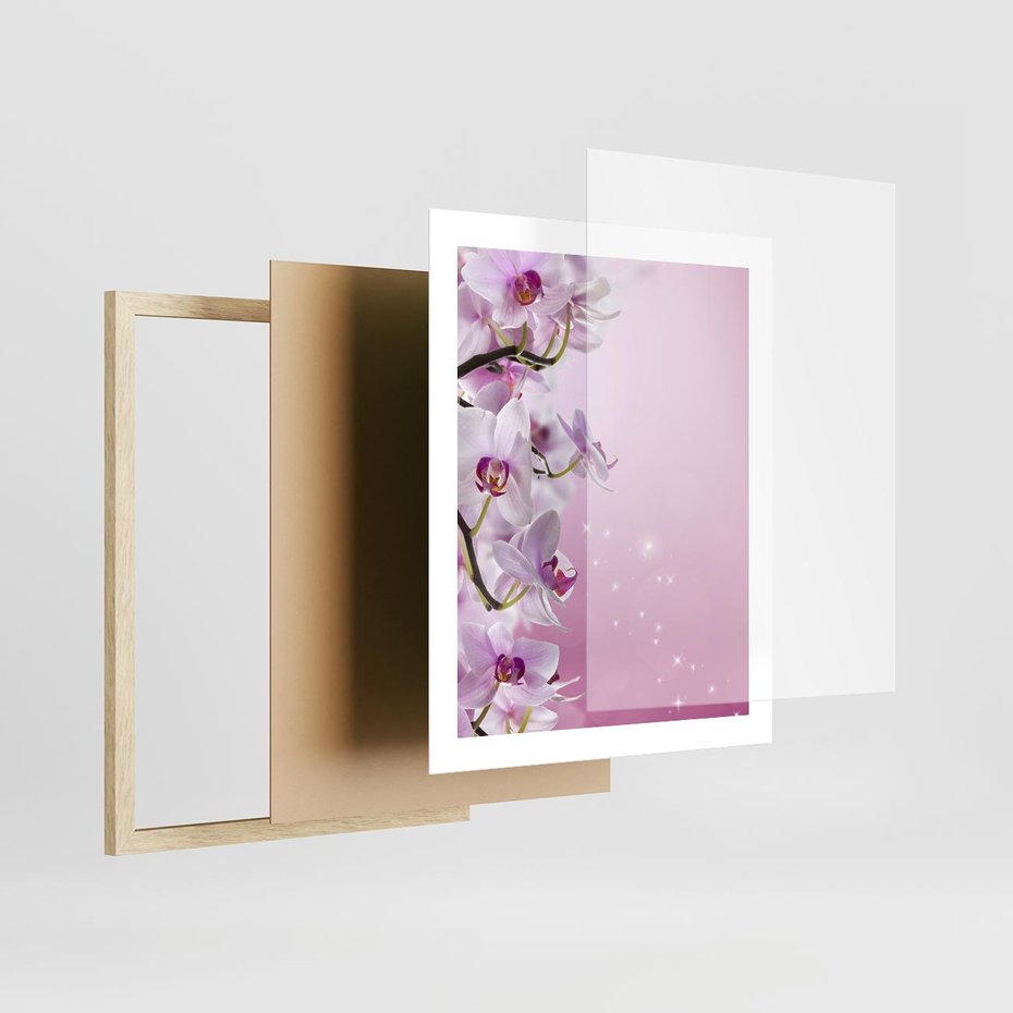 Plakat w ramie 40x50 - Relaksujące Piękno - kwiaty, orchidea - rama drewno