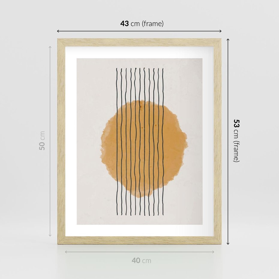 Plakat w ramie 40x50 - Taniec Emocji - abstrakcyjne akwarelowe plamy, nieregularne kreski - rama drewno