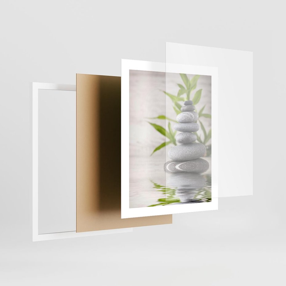 Plakat w ramie 40x50 - Spa kamienie: naturalne piękno - spa, kamienie - rama biała