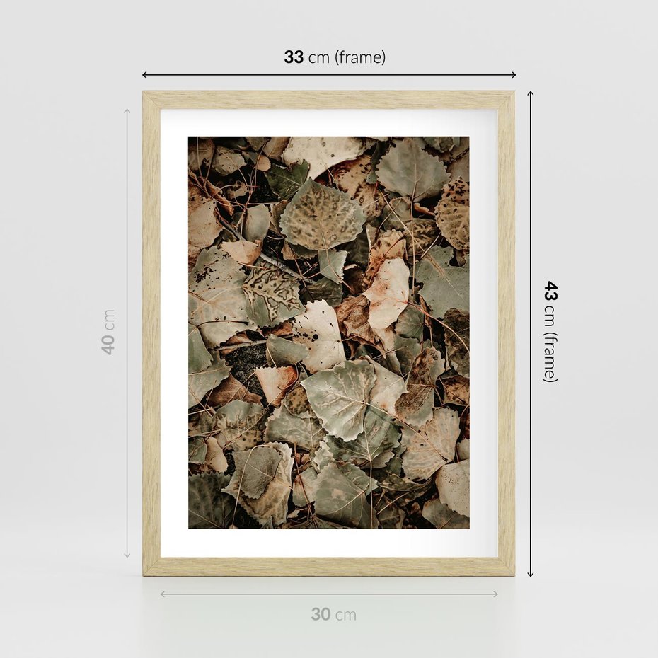 Plakat w ramie 30x40 - Magia Jesiennych Liści - liście, suche liście - rama drewno