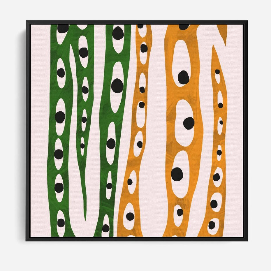 Obraz w ramie 50x50 - Migocące Zmaganie - abstrakcyjny obraz, dziwne kształty - rama czarna