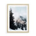 Plakat w ramie 50x70 - Góry, Las i Śnieg na Obrazie - góry, las - rama drewno