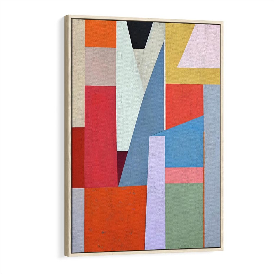 Obraz w ramie 80x120 - Migotliwe Nastroje Kształtów - różne geometryczne formy, olejny obraz - rama drewno