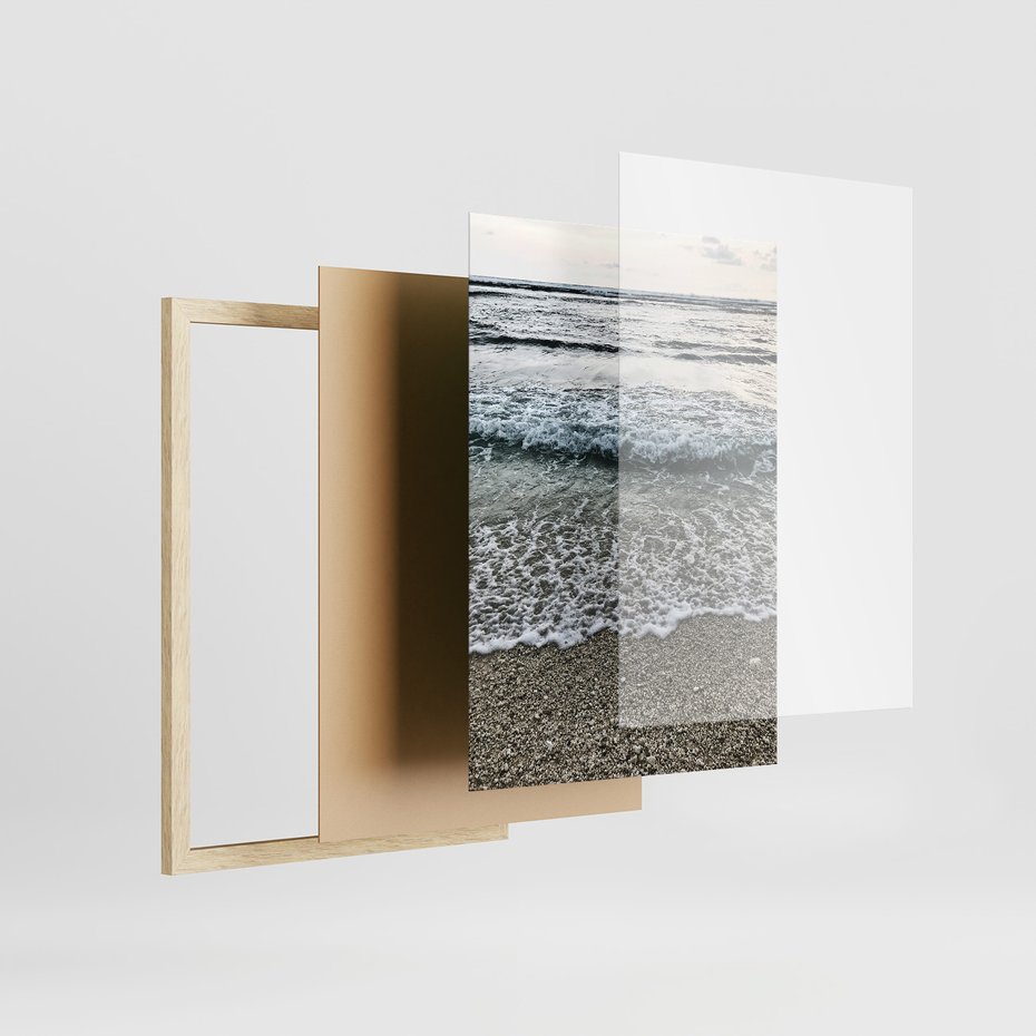 Zestaw obrazy w ramie 50x70 galeria - Plaża, morze, tryptyk - rama drewno