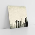 Obraz na płótnie 40x40 - Mroczne Wieżowce - postarzana grafika, perspektywa budynków wieżowców