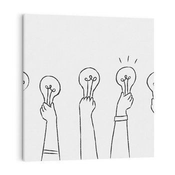 Obraz na płótnie 40x40 - Idea w Rękach - szkic, grafika