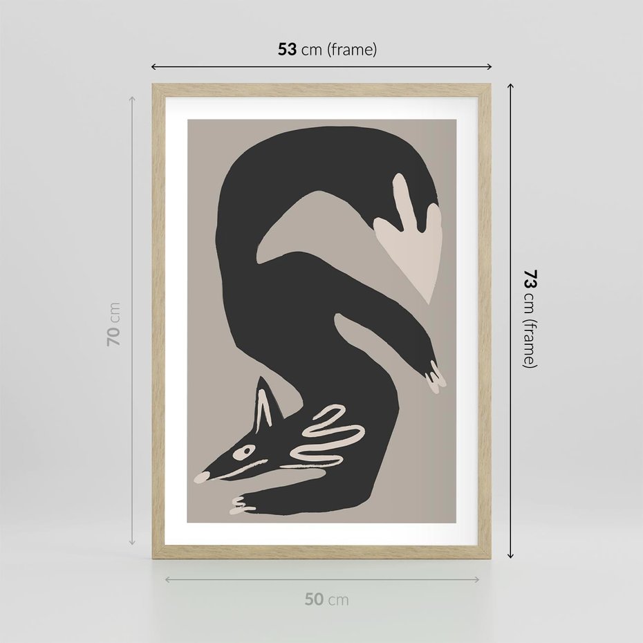 Plakat w ramie 50x70 - Ekspresja Skandynawskiego Światła - skandynawska sztuka, lis - rama drewno
