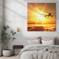 Obraz na płótnie 70x70 - Wolność podróży - samolot, słońce