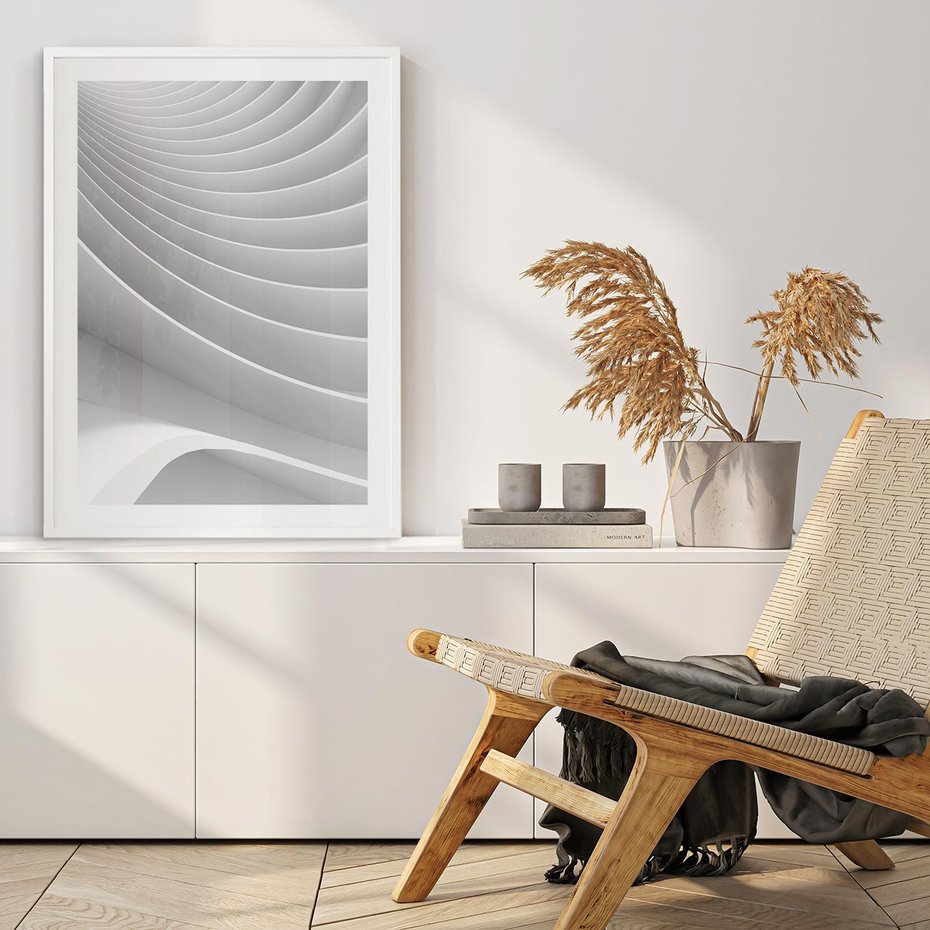 Plakat w ramie 40x50 - Geometryczna Harmonia - geometryczne, kształty - rama biała