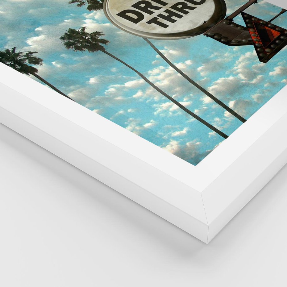 Plakat w ramie 30x40 - Znaki Palm: Relaksująca Oaza - znak, palmy - rama biała