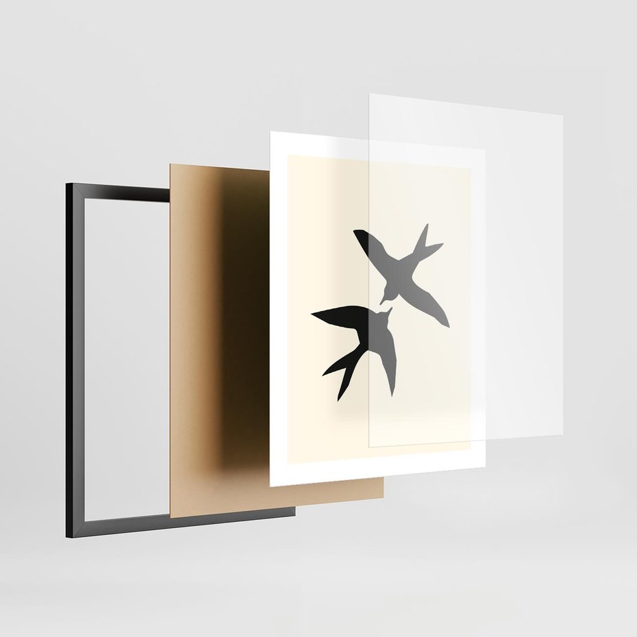 Plakat w ramie 40x50 - Kreatywne Echa - jaskółki, minimalizm - rama czarna