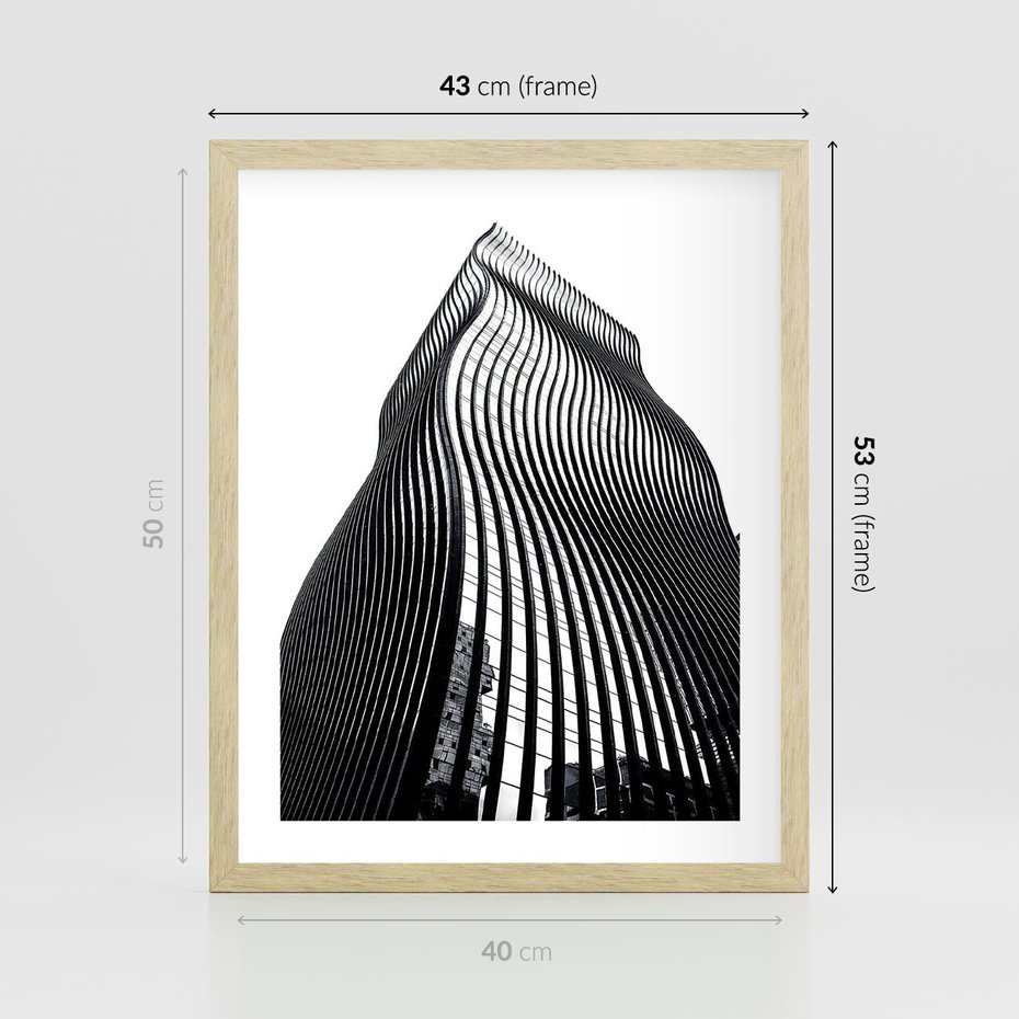 Plakat w ramie 40x50 - Falowany Wieżowiec na Fotografii - architektura, falowany wieżowiec - rama drewno