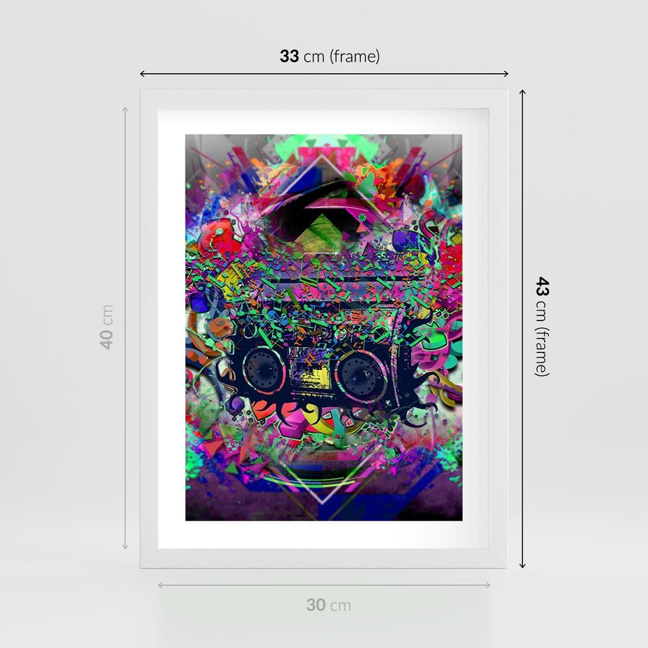 Plakat w ramie 30x40 - Harmonia Muzyki - grafika, muzyka - rama biała